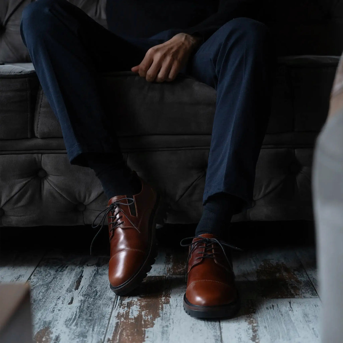 Zapato Monroe Coñac de Cuero para Hombre - BLACK BISON